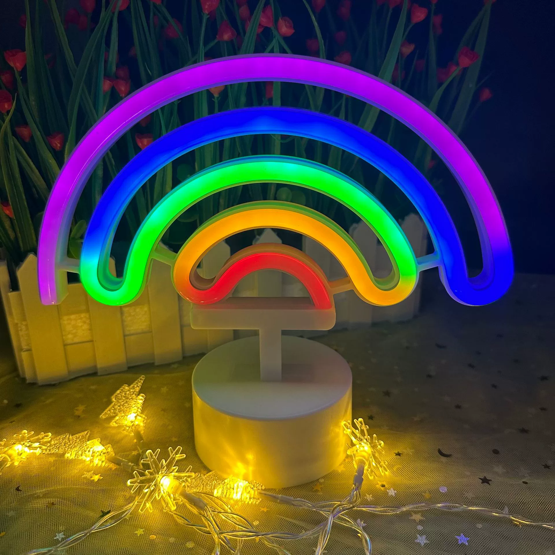 LED радужная креативная настольная лампа, оформление, ночник, декор, светильник