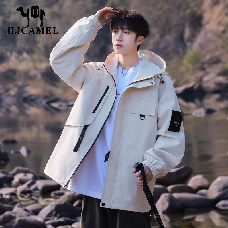 Camel HJCAMEL spring hooded men's casual loose jacket jacket jacket jacket cotton-padded coat windbreaker fashion Camel HJCAMEL spring hooded men's casual loose jacket jacket jacket jacket cotton-padded coat windbreaker fashion