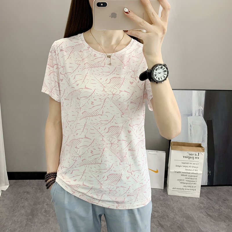 Summer Ice Silk Quick-Dry T-Shirt for Women Outdoor Breathable Sports Loose Ultra-Thin Short-Sleeve Men's Short-Sleeve New Couple Half-Sleeve