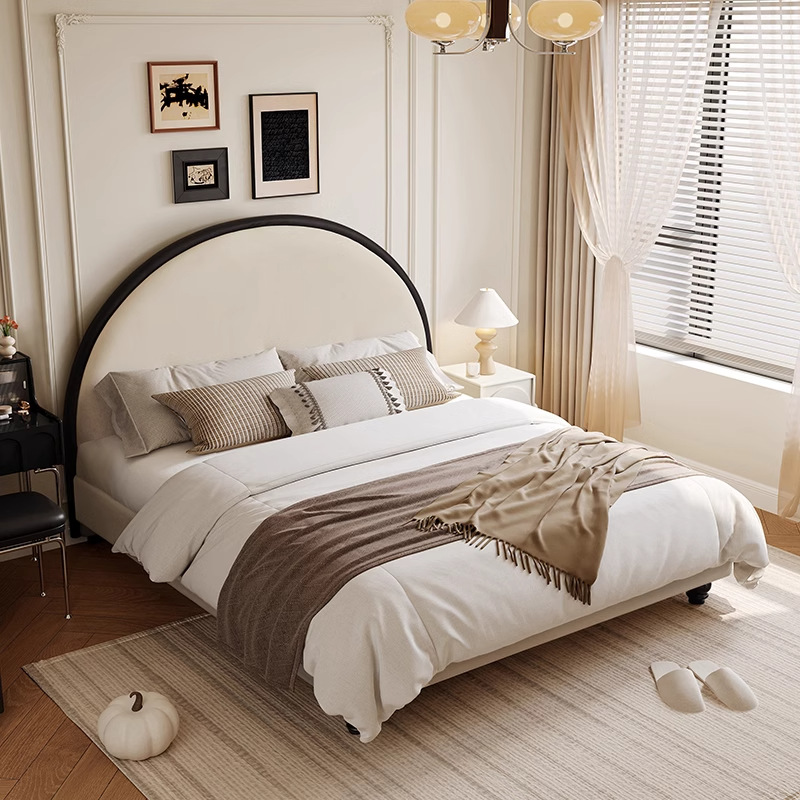 Dan Vance estilo francés crema cama principal dormitorio de niñas en el viento simple cama de luna moderna cama doble cama de tela