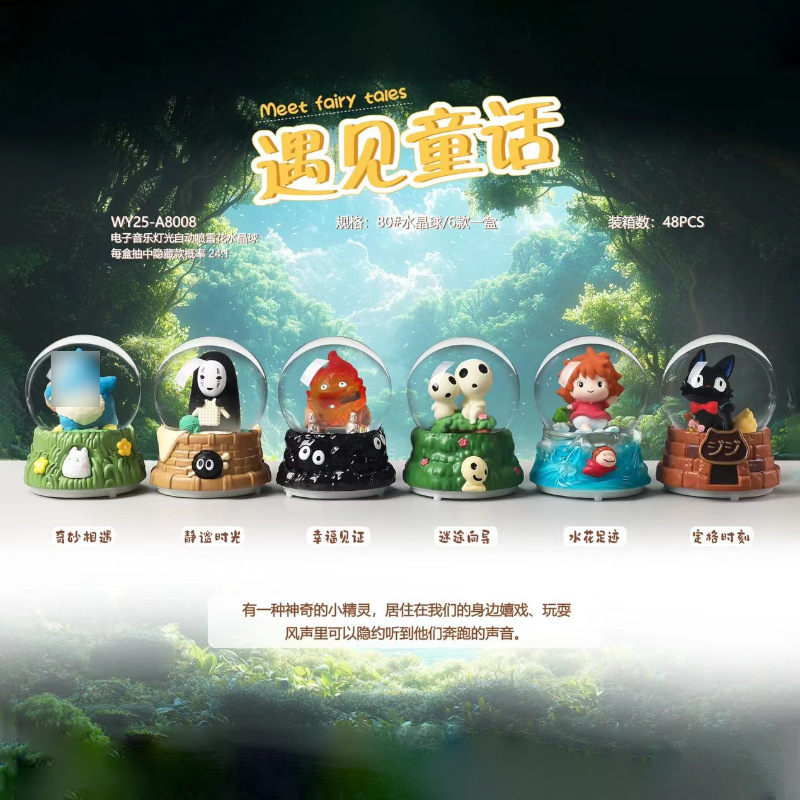 Animation Peripherals Meet Fairy Tale Blind Box Luminous Music Crystal Ball Desktop Trendy Ornaments Decoration Gifts Wholesale