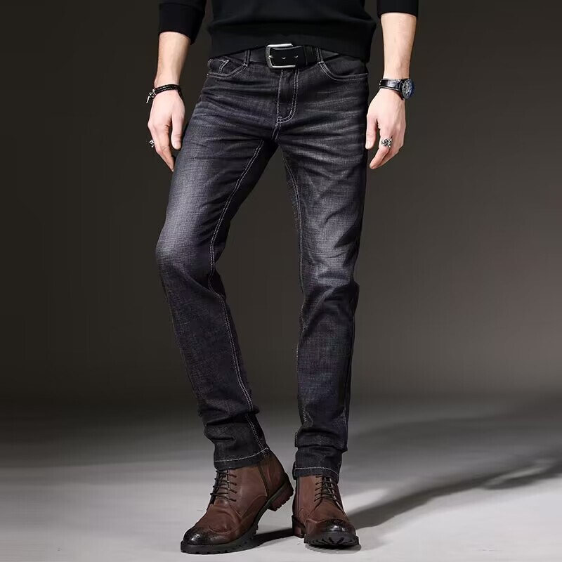 Stretch Jeans Men's Autumn and Winter New Slim-fit Leg Casual Korean-style All-match Spring and Autumn Youth Denim Men's Trousers