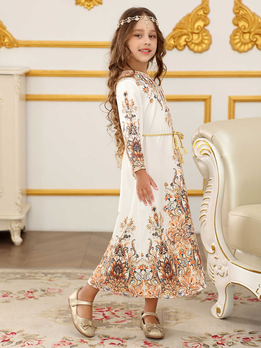 Transfronterizo Amazon vestido infantil nuevo vestido de impresión de chicas comercio exterior estilo nacional ropa infantil vestido simple image 3