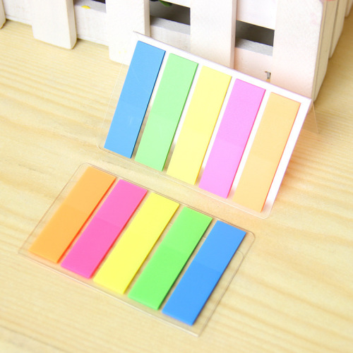 Deli 9063 fluorescent film indicator label classification stickers 5 colors colorful fluorescent classification label paper