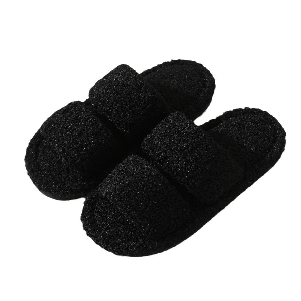 2026 otoño nuevas zapatillas zapatillas de lana plana de peluche de fondo suave zapatillas de algodón zapatillas cálidas para el hogar