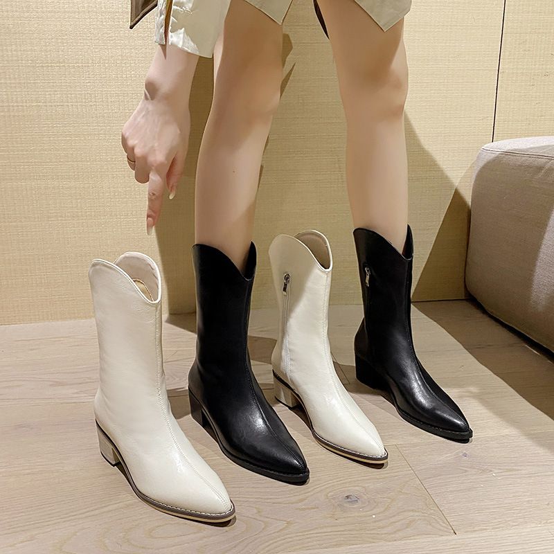 Clearance Sale Vintage Western Cowboy Boots V-Cut Knee-High Boots for Women British Style High-Heeled Pointed Toe Chunky Heel Long Boots for Women Clearance Sale Vintage Western Cowboy Boots V-Cut Knee-High Boots for Women British Style High-Heeled Pointed Toe Chunky Heel Long Boots for Women