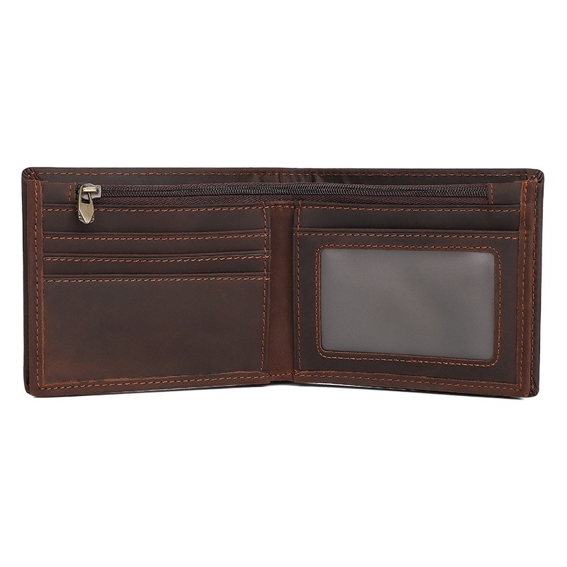 New European and American Retro Men's Genuine Leather Wallet, Amazon Bestseller, Factory Wholesale Short Rfid Wallet