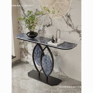 Italian Light Luxury Entrance Table, Aisle Entrance Cabinet, Simple Foyer Semi-Circular End Table, Creative Art Entrance Table