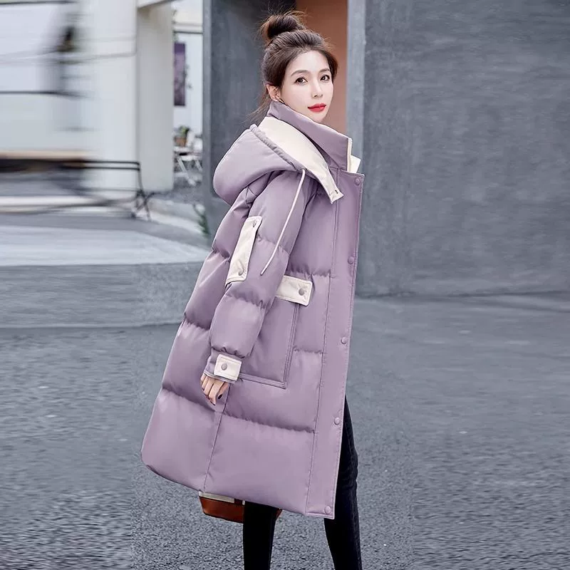 Down‑filled mid‑length jacket, women's 2024 model, extra‑thick, hooded