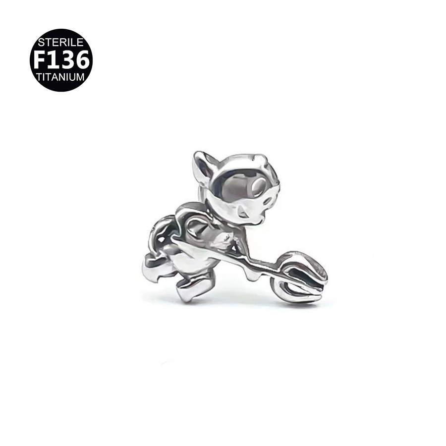 Metal small lip piercing heart-shaped