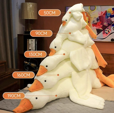 Cross-Border Big White Goose Plush Toy, Internet-Famous Big Goose Cartoon Doll, Sleeping Plushie, Stuffed Toy, Birthday Gift (Oyuncaq yastıqlar) - big-white-goose-pillow-50cm-high-quality-plush