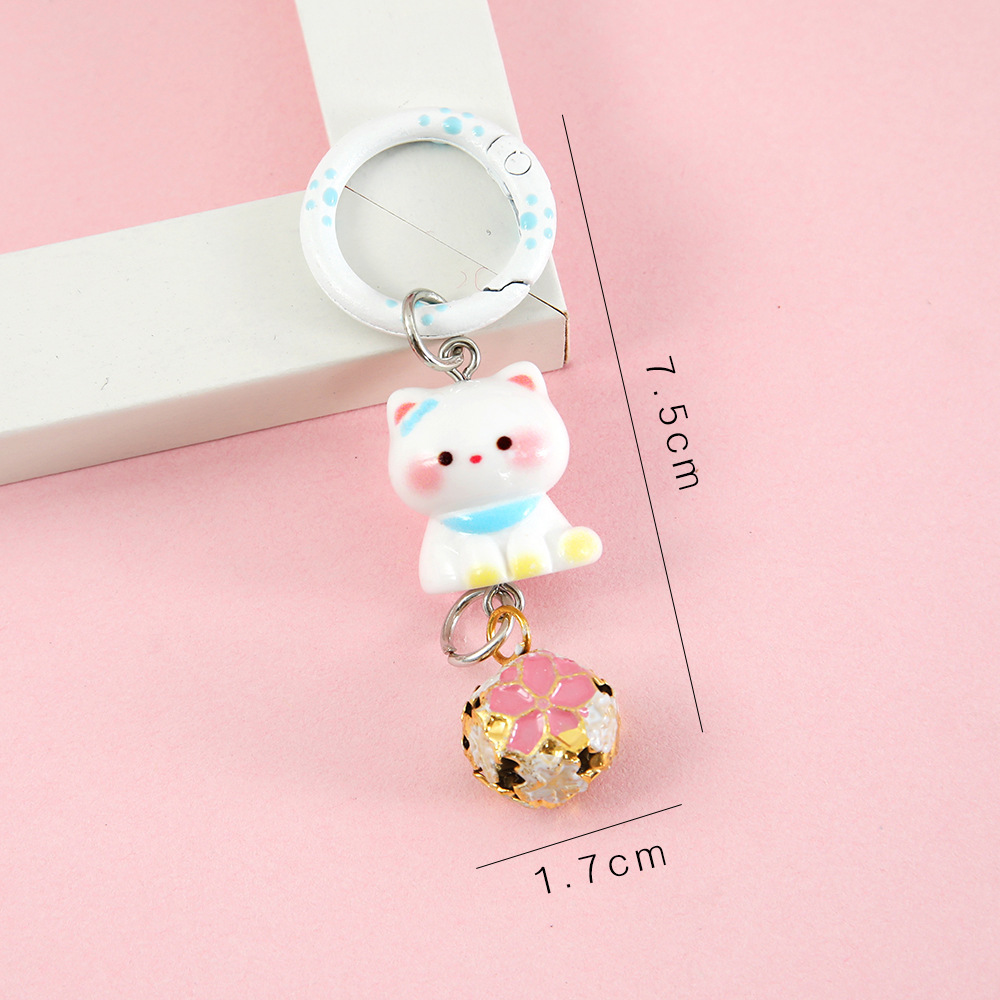 귀여운 고양이 키링/화이트 스냅 단추 [흰색 아기 고양이]