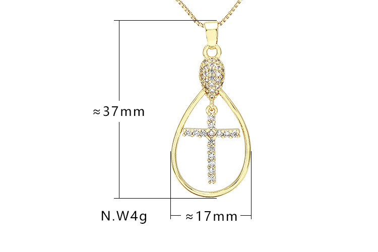 new simple hollow cross inlaid zircon copper necklace wholesale nihaojewelrypicture1