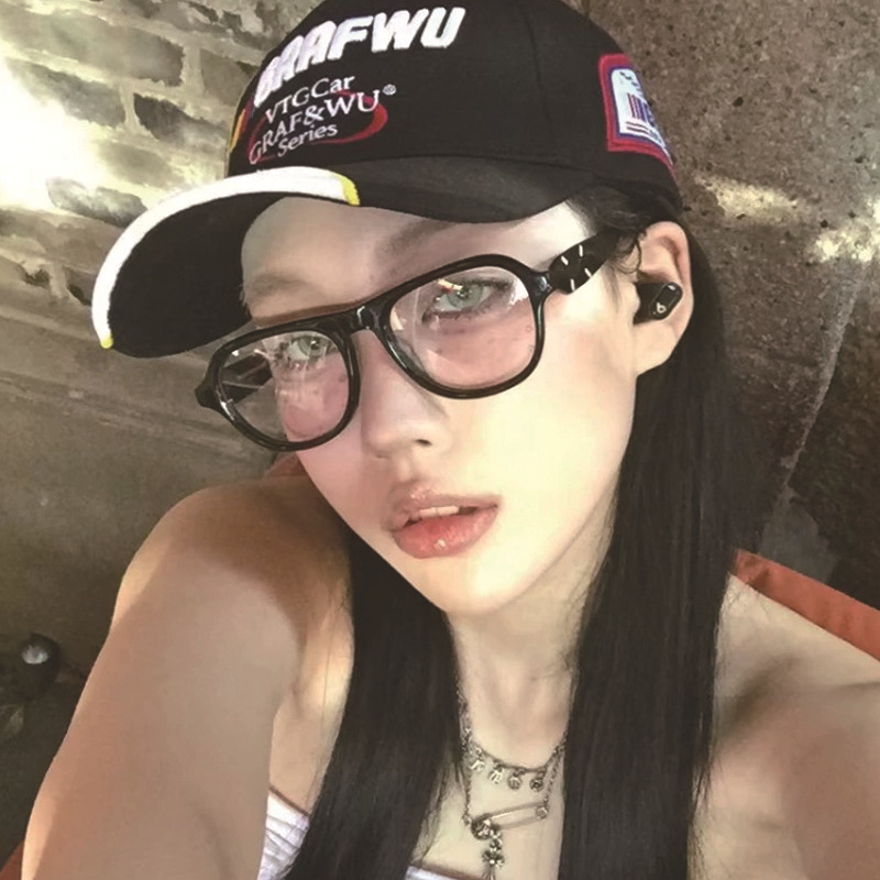 Nuevo estilo coreano Magilla personalidad literatura y arte espejo de luz plana gran cara adelgazante anteojos antiluz azul retrógrado marco de gafas GM para mujeres