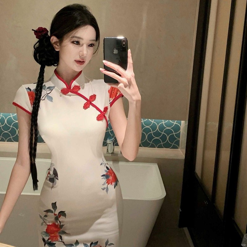 旗袍女夏季2025新款新中式气质复古国风改良年轻款少女显瘦连衣裙|undefined