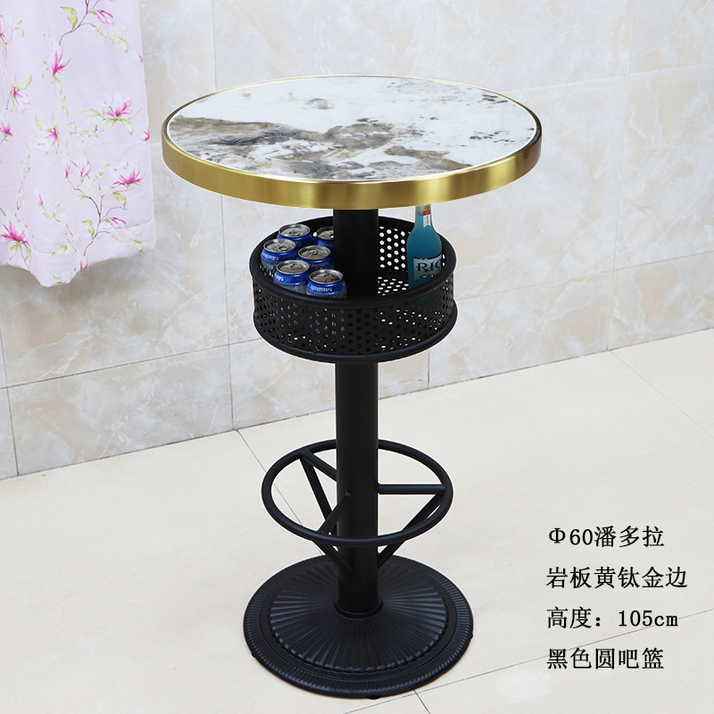 大理石の高いバーのテーブルと椅子の組み合わせ岩板石英石の高足テーブルは静かにしましょうKTV散台テーブルと椅子|undefined
