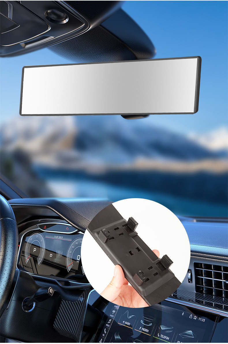 High-Definition Car Interior Rearview Mirror, Car Interior Reversing Rearview Mirror, Large Field of View, Wide-Angle Mirror, High-Definition Curved Glass Reflection