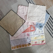 出口日本新疆棉色织提花浮雕无捻刺绣高端小方巾擦手巾汗巾手帕