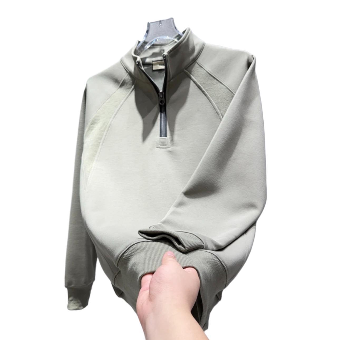 Men's Long Sleeved Sweatshirt Half Zip Stand Up Collar Casual Top Base Layer Shirt For Spring Autumn Winter 2025_voghion.com