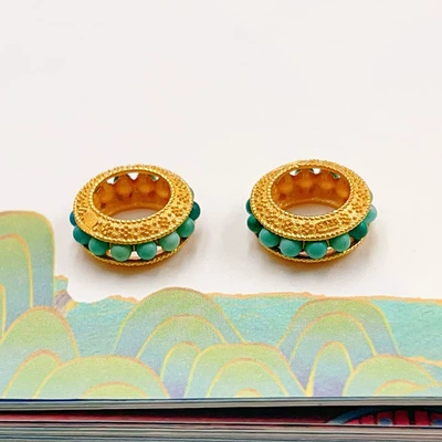 Silver Gold Plated Accessories Zərgərlik ara hissələri - large-turquoise-running-ring