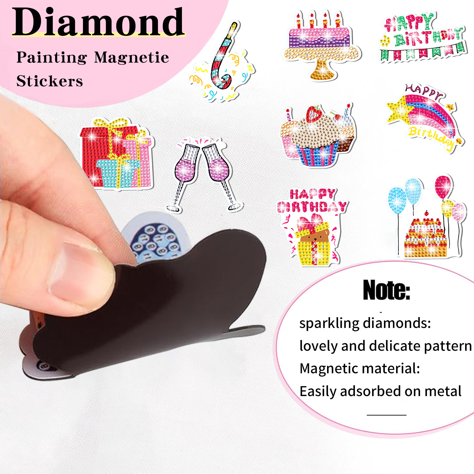 Postre de pastel globo de absorción de diamantes pintura pegatinas de refrigerador para niños DIY creativo mampostería pegatinas juguetes al por mayor