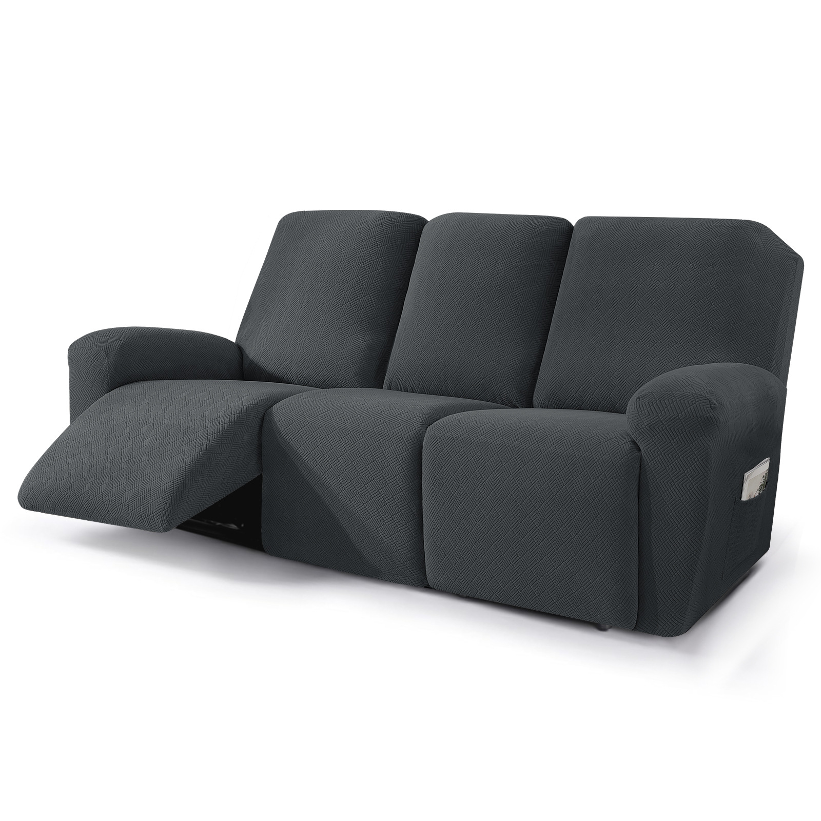 Nueva cubierta de sillón reclinable Jacquard diamante cubierta de sillón reclinable elástica cubierta de sofá de cuatro estaciones con bolsillo cubierta de sillón de masaje de color sólido