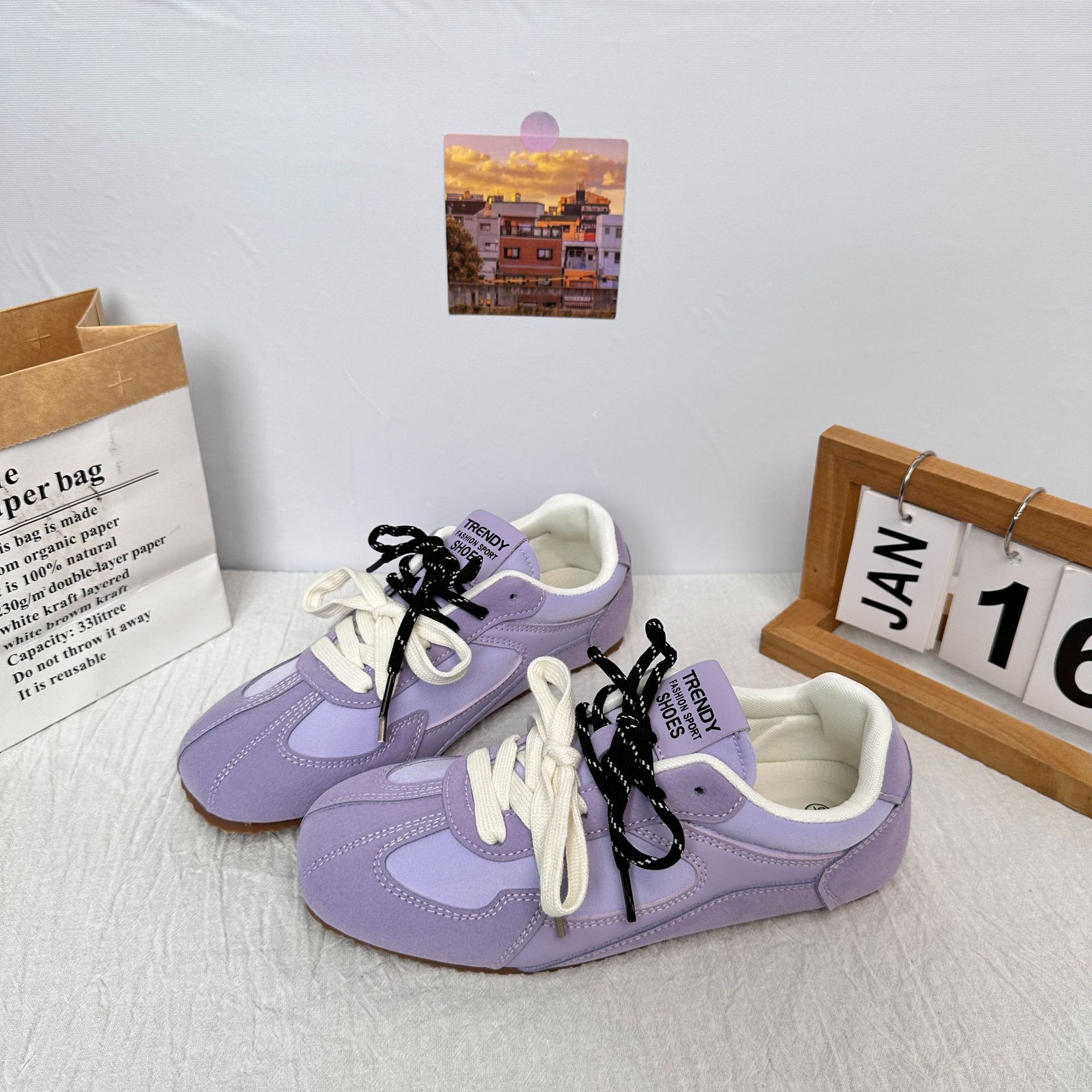A9901 plantillas de látex/zapatos de deporte ligeros zapatos de mujer 2025 nuevos zapatos blancos planos zapatos de entrenamiento alemán retro zapatos Forrest Gump image 4
