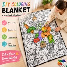 跨境DIY coloring blanket趣味涂鸦毛毯礼物毯手绘涂色上色毯子