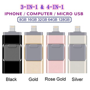 Suitable for Apple Mobile Phone USB Flash Drive Four-In-One 128g Metal USB Flash Drive Type-C Large-Capacity Engraved USB Flash Drive Cross-Border