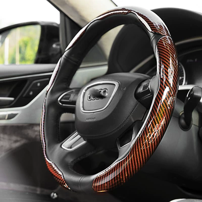 Steering wheel cover and Byd Cassette High-End Car - laser-carbon-fiber-brown-3-piece-pack-38cm