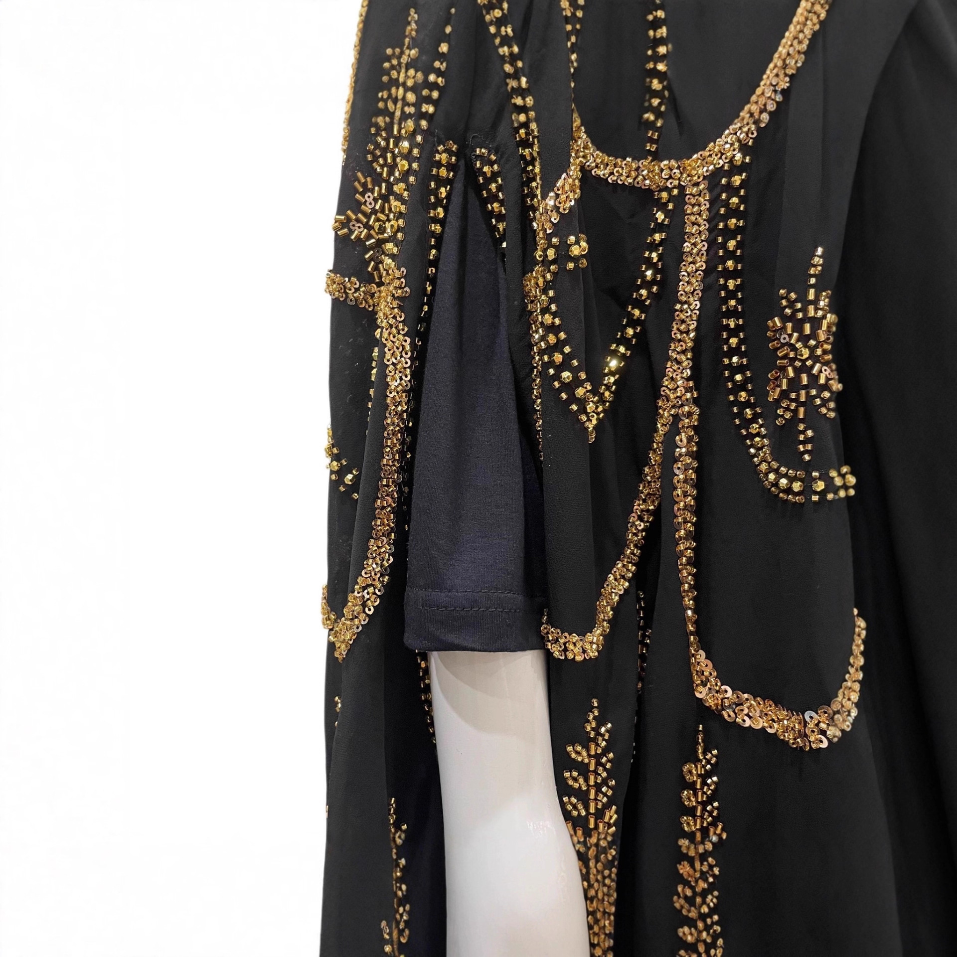 Fashionable Dubai Muslim Bat Sleeve Rhinestone Embellished Robe Arab Middle Eastern Abaya Long Dress_ecoleips.com