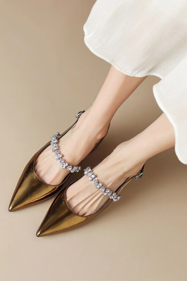 Eleganti sandali donna con strass punta affusolata in pelle_voghion.com