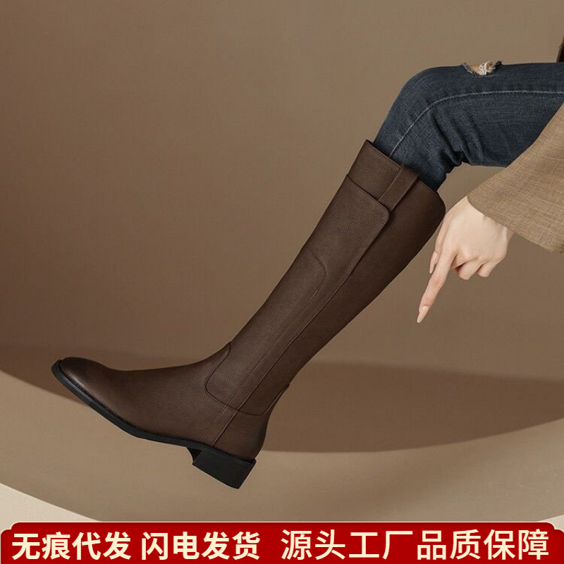 다리를 길어보이게 해주는 레트로 스타일의 무릎길이 여성용 나이트 부츠, 2026 가을 겨울 플러스 플리스 안감의 다용도 슬리밍 하이탑 롱부츠 여성화