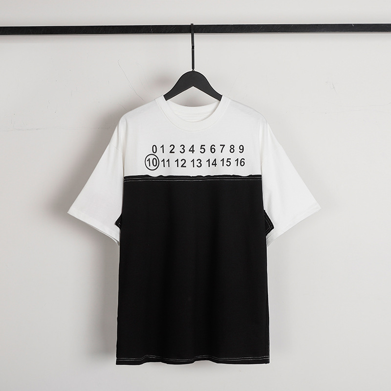 Mm6マギラtシャツ2023夏新作男女カップル服アラビア数字プリント半袖|undefined