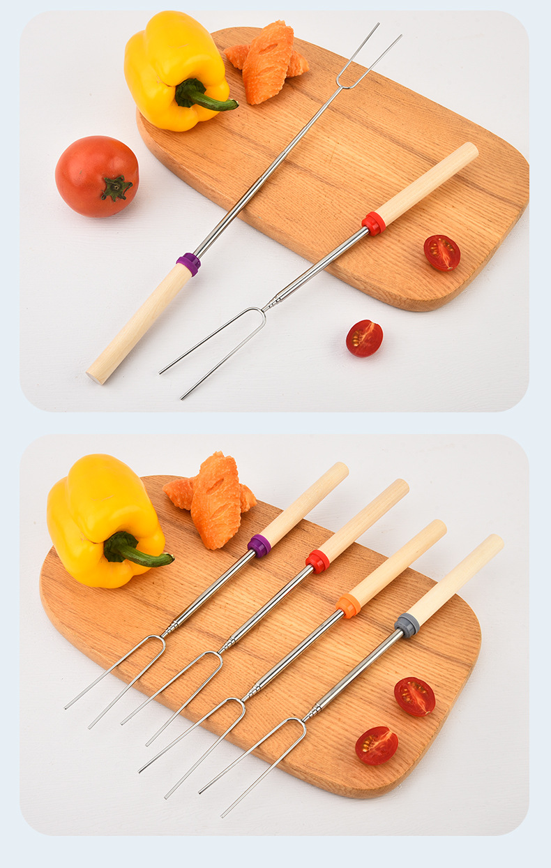 不锈钢U型伸缩烧烤叉_11