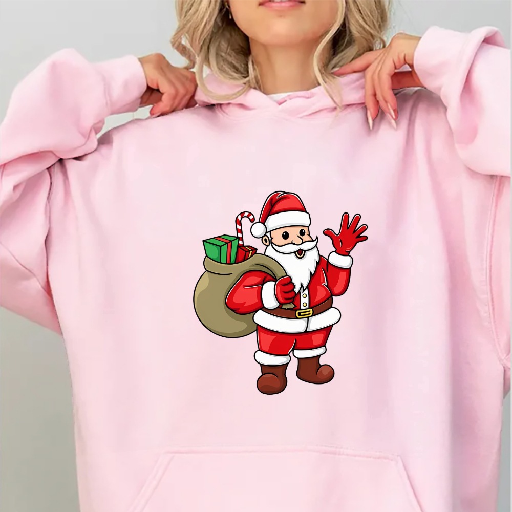 Jolly Claus Cartoon Print Unisex Women's Hoodie
