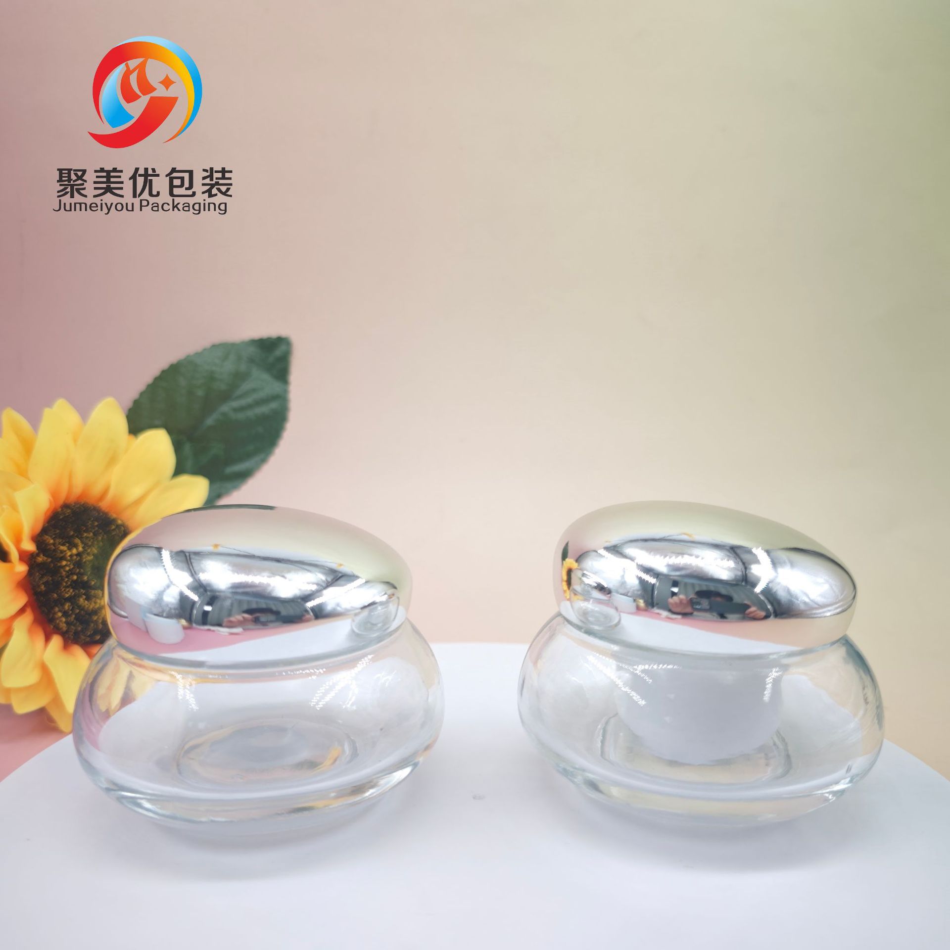 现货新款贝雷帽盖150克面膜玻璃瓶50g内胆膏霜瓶化妆品分装瓶批发