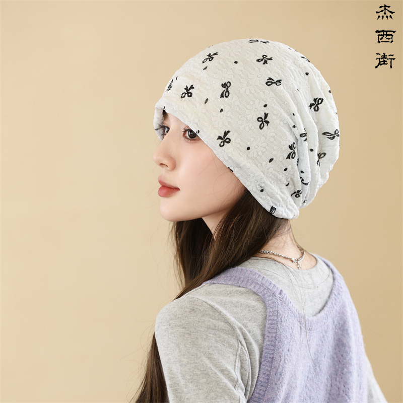 Fashion big face slimming women's spring summer autumn pregnant women's moon cap breathable windproof lace turban bald head chemotherapy cap
