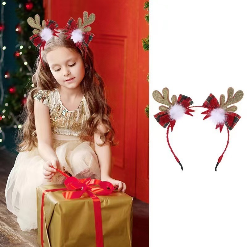 クリスマスのカチューシャの赤い鹿の角のカチューシャの女性の秋冬のかわいい子供の頭飾りの森系のヘラジカのカチューシャの大人の髪飾り|undefined