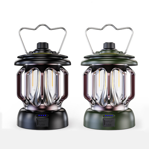  Cross-border Outdoor Camping Lantern LED Retro Horse Lantern Portable Tent Light Convenient USB Charging Camping Lantern