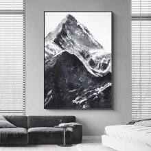 雪山黑白艺术玄关装饰画现代简约客厅壁画正对门走廊玄关背景墙画