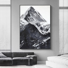雪山黑白藝術玄關裝飾畫現代簡約客廳壁畫正對門走廊玄關背景牆畫