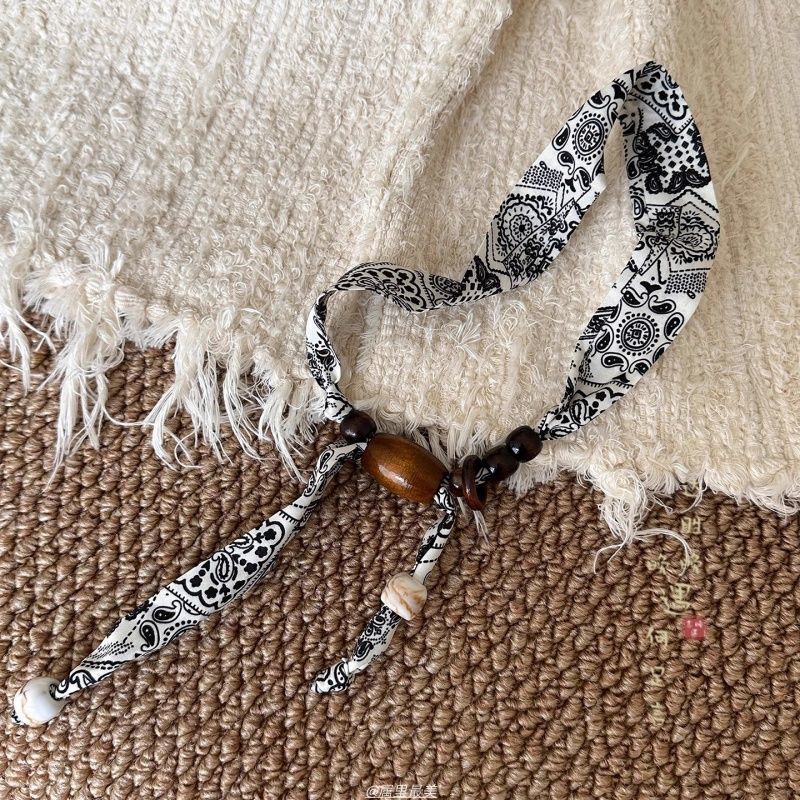 腰果花抽拉式丝巾项链女款复古小众高级感毛衣链装饰颈链系脖配饰|undefined