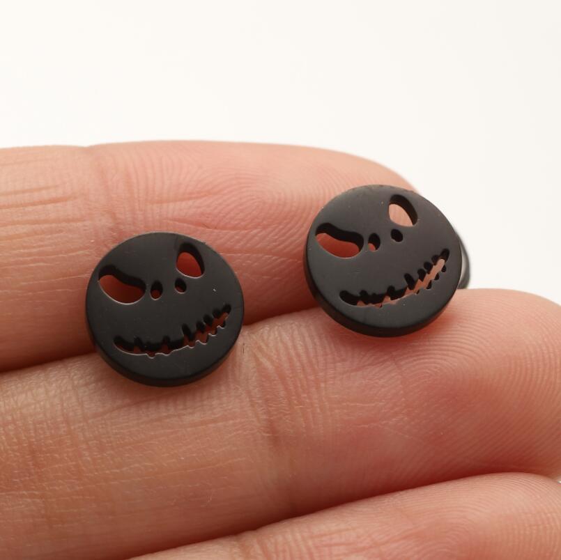 1 Pair Funny Simple Style Cool Style Smiley Face Plating Hollow Out Stainless Steel Ear Studs display picture 2