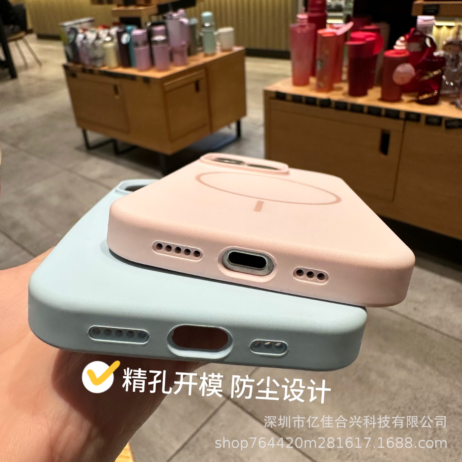 Funda de silicona líquida con anillo magnético y botón de IA anticaída todo en uno, compatible con Apple 17, iPhone 16 y iPhone 14 (orificio grande)