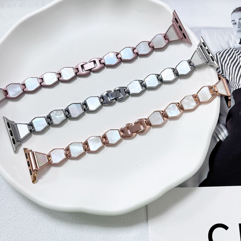 For Apple S8 watch strap Apple watch shell hexagonal iwatch se cloud fritillary metal strap