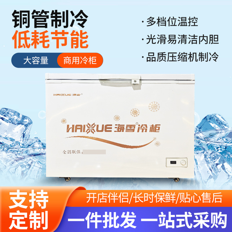 Commercial Horizontal Freezer, Large Capacity Dual-Temperature Freezing and Refrigeration, Magnetic Door Fresh Meat Preservation Refrigerator Freezer, Customizable