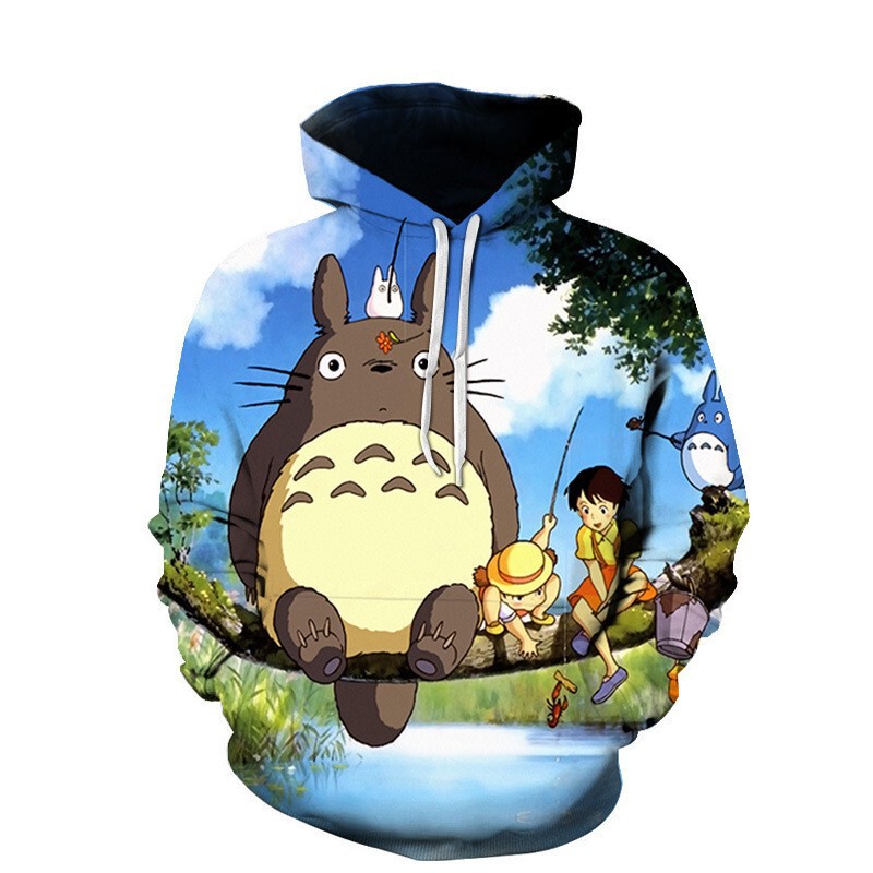 2023 Winter Totoro hooded sweater 3D digital printing men's and women's same fashion loose casual sweater
