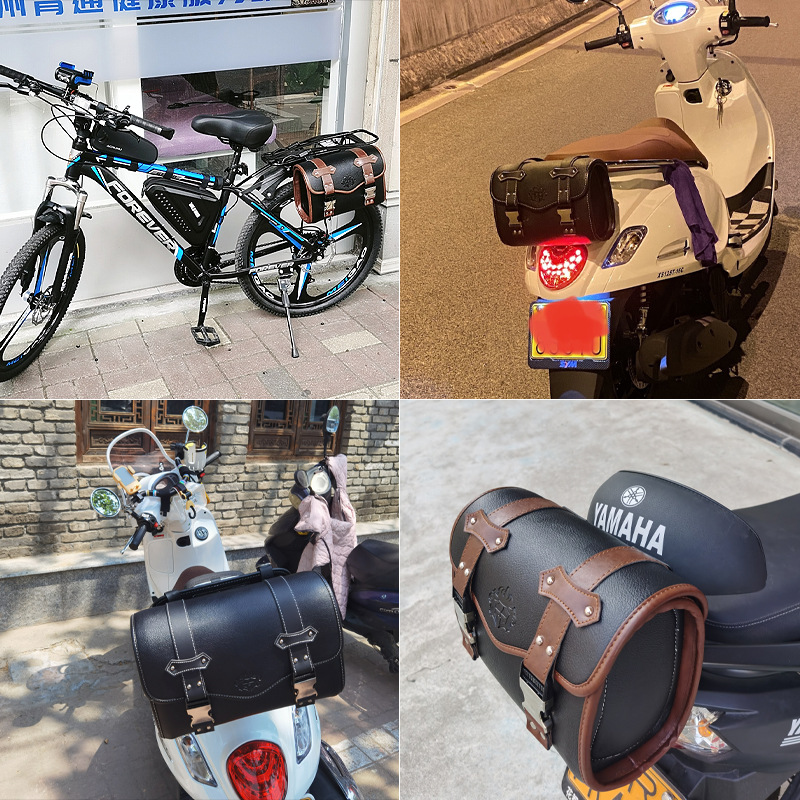 Scooter Motorcycle Yamaha Little Turtle King Electric Car Jiang Ge Waterproof Leather Hanging Bag Rear Seat Bag Tail Bag Cycling