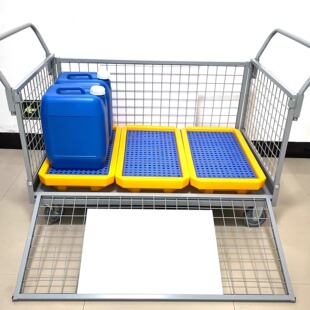 Laboratory Waste Transfer Cart Waste Liquid Solid Waste Transfer Metal Tool Cart Foldable Medical Inspection